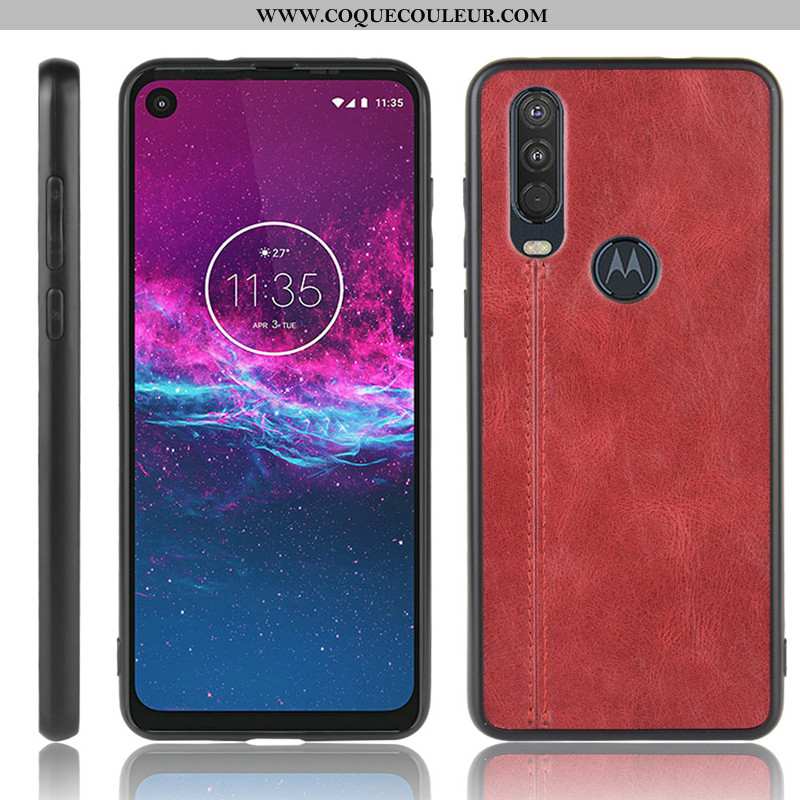 Coque Motorola One Action Protection Bovins Rouge, Housse Motorola One Action Modèle Fleurie Télépho