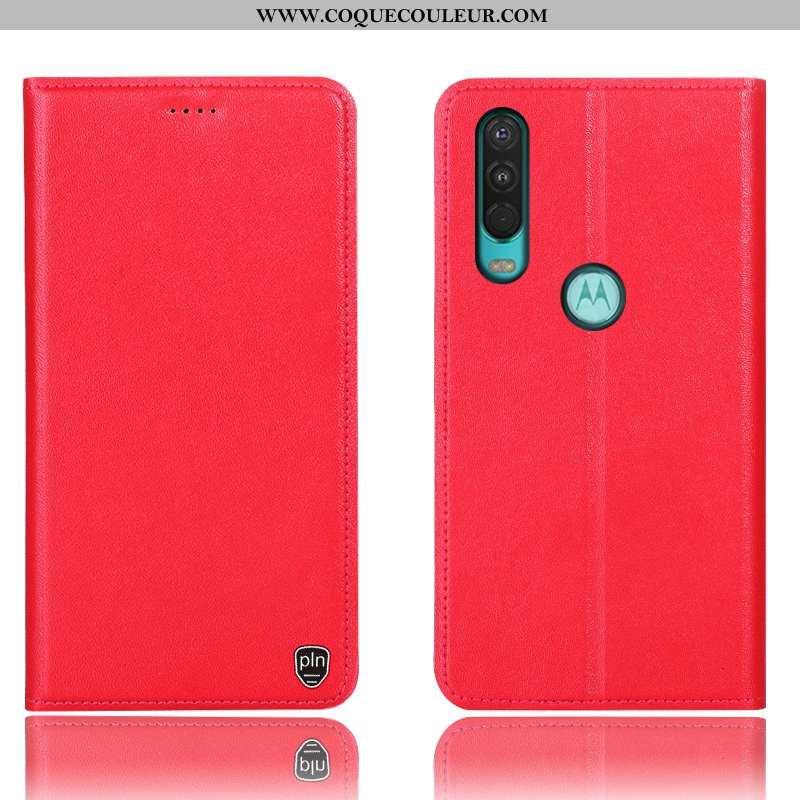 Coque Motorola One Action Cuir Véritable 2020 Étui, Housse Motorola One Action Protection Téléphone 