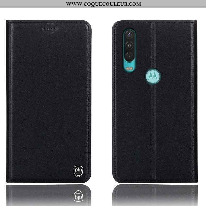 Coque Motorola One Action Cuir Véritable 2020 Étui, Housse Motorola One Action Protection Téléphone 