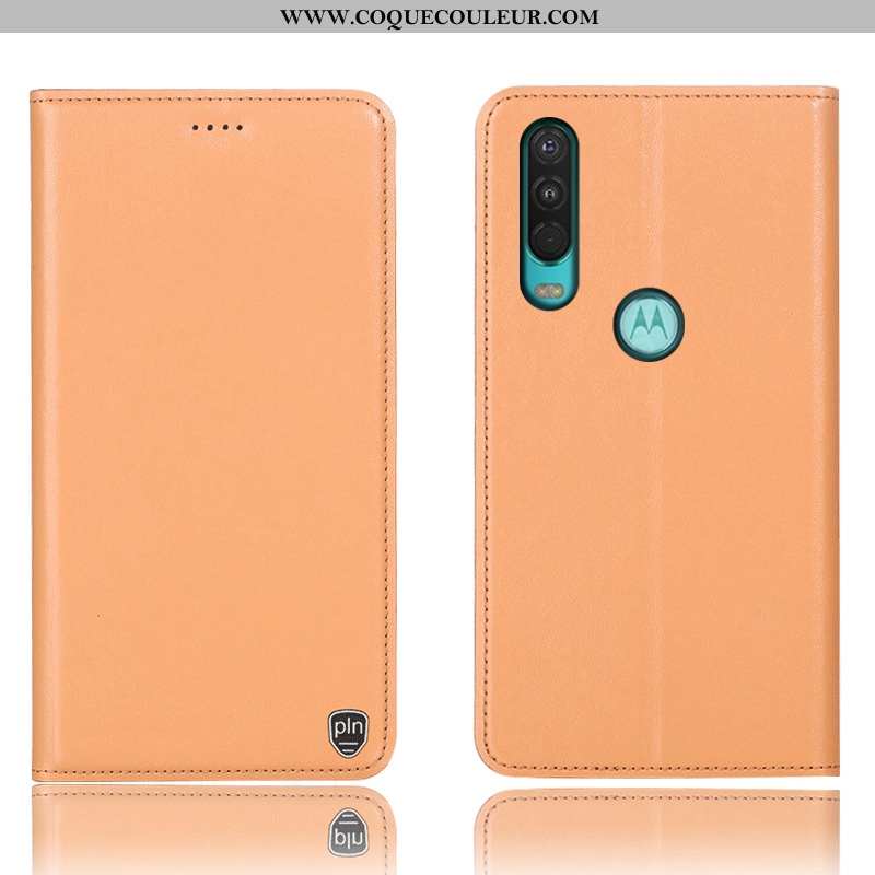 Coque Motorola One Action Cuir Véritable 2020 Étui, Housse Motorola One Action Protection Téléphone 