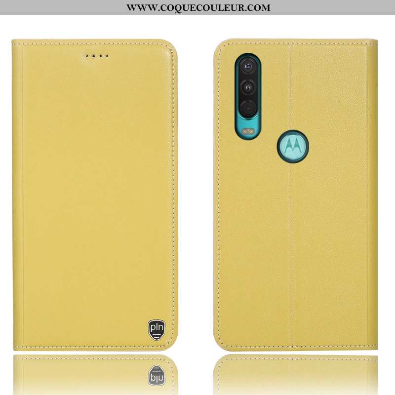 Coque Motorola One Action Cuir Véritable 2020 Étui, Housse Motorola One Action Protection Téléphone 