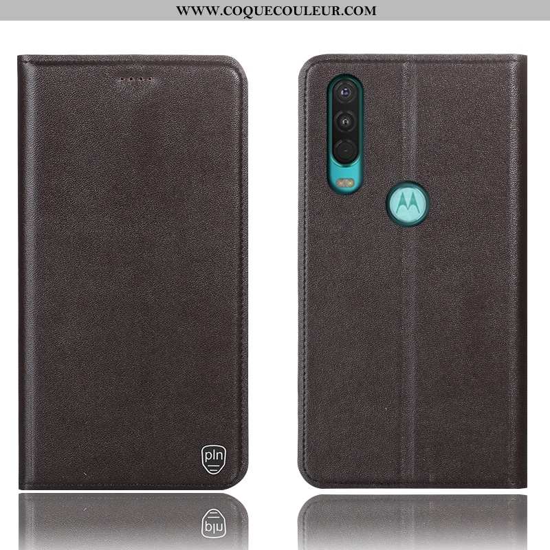 Coque Motorola One Action Cuir Véritable 2020 Étui, Housse Motorola One Action Protection Téléphone 