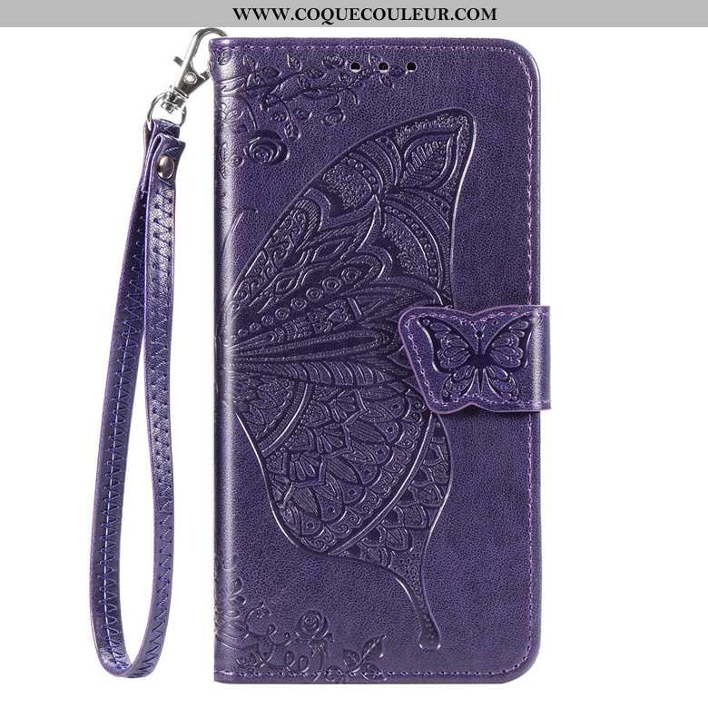 Housse Motorola One Action Cuir Violet, Étui Motorola One Action Protection Téléphone Portable Viole