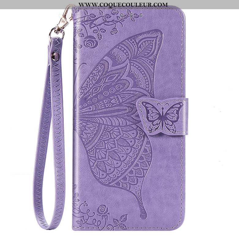 Housse Motorola One Action Cuir Violet, Étui Motorola One Action Protection Téléphone Portable Viole