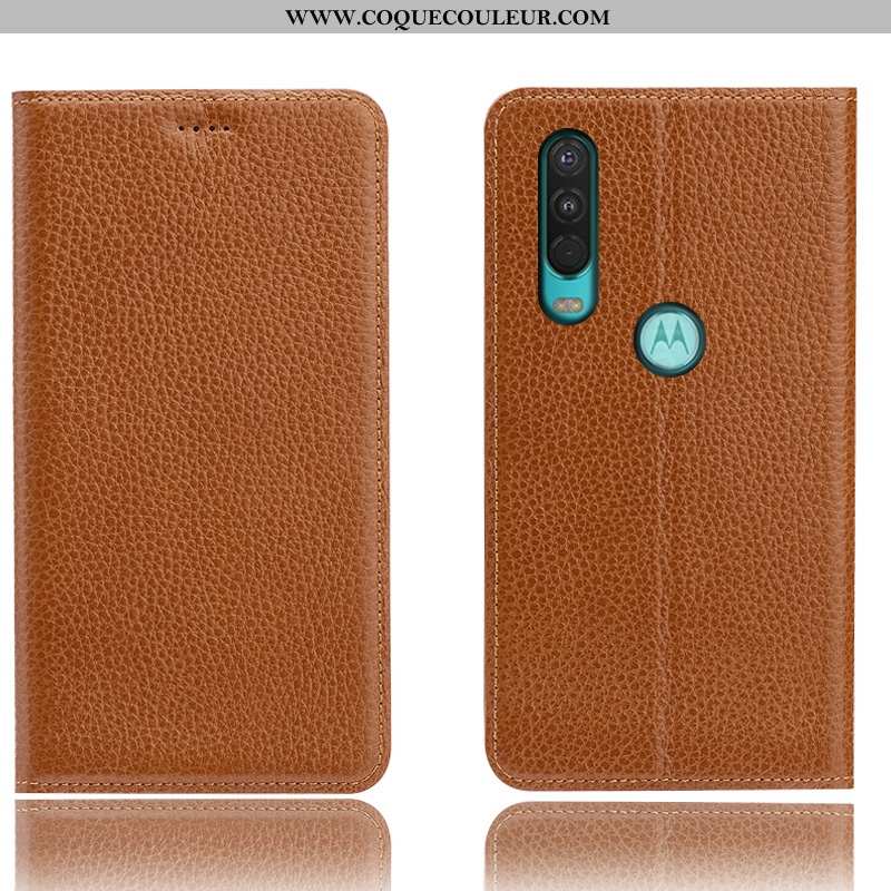 Coque Motorola One Action Protection Étui Incassable, Housse Motorola One Action Cuir Véritable Télé