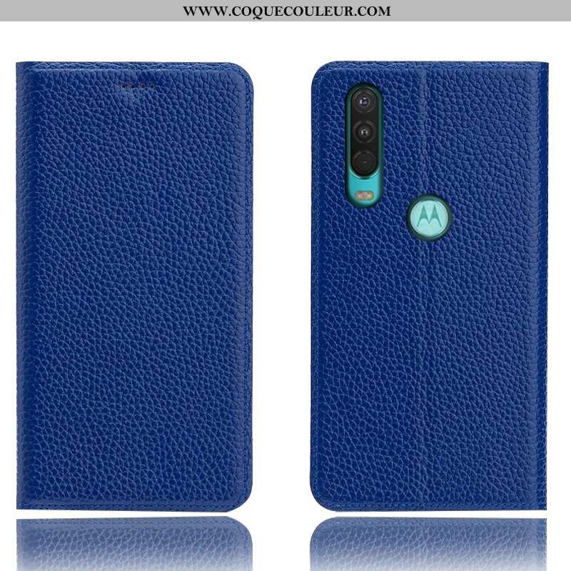 Coque Motorola One Action Protection Étui Incassable, Housse Motorola One Action Cuir Véritable Télé