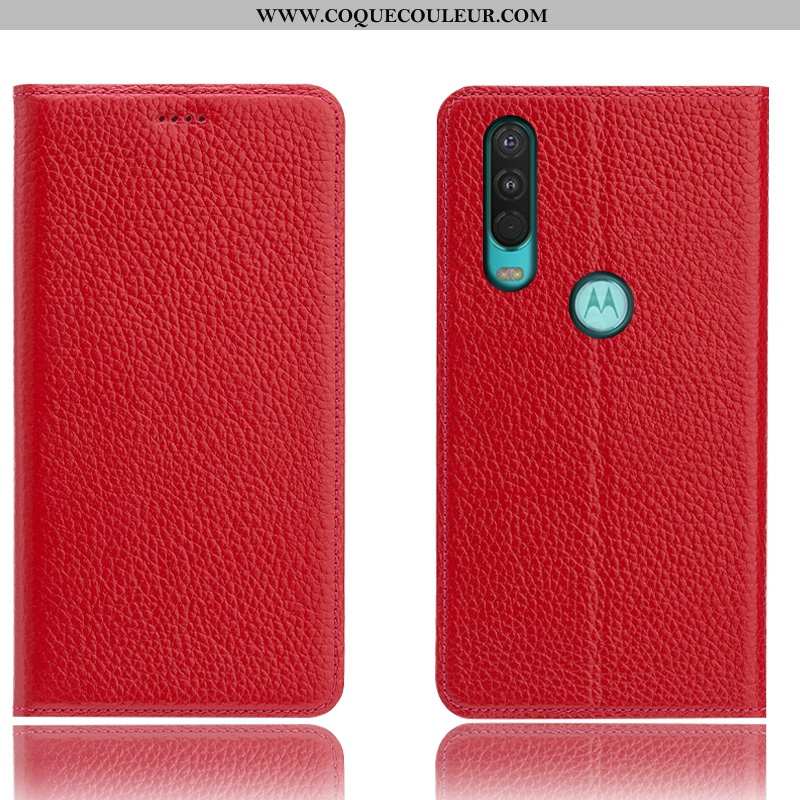 Coque Motorola One Action Protection Étui Incassable, Housse Motorola One Action Cuir Véritable Télé