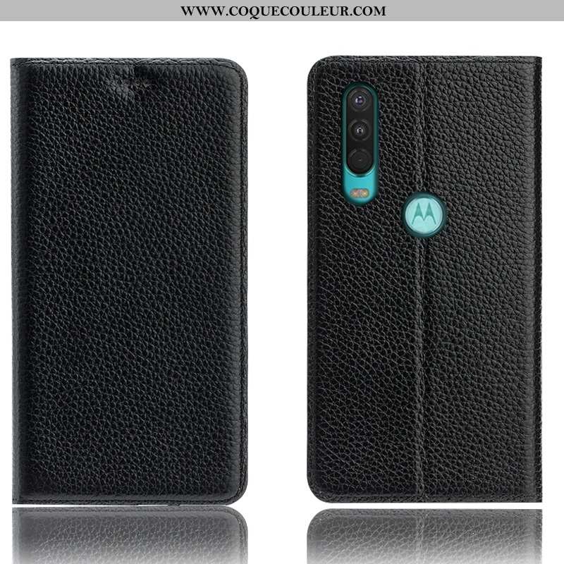 Coque Motorola One Action Protection Étui Incassable, Housse Motorola One Action Cuir Véritable Télé