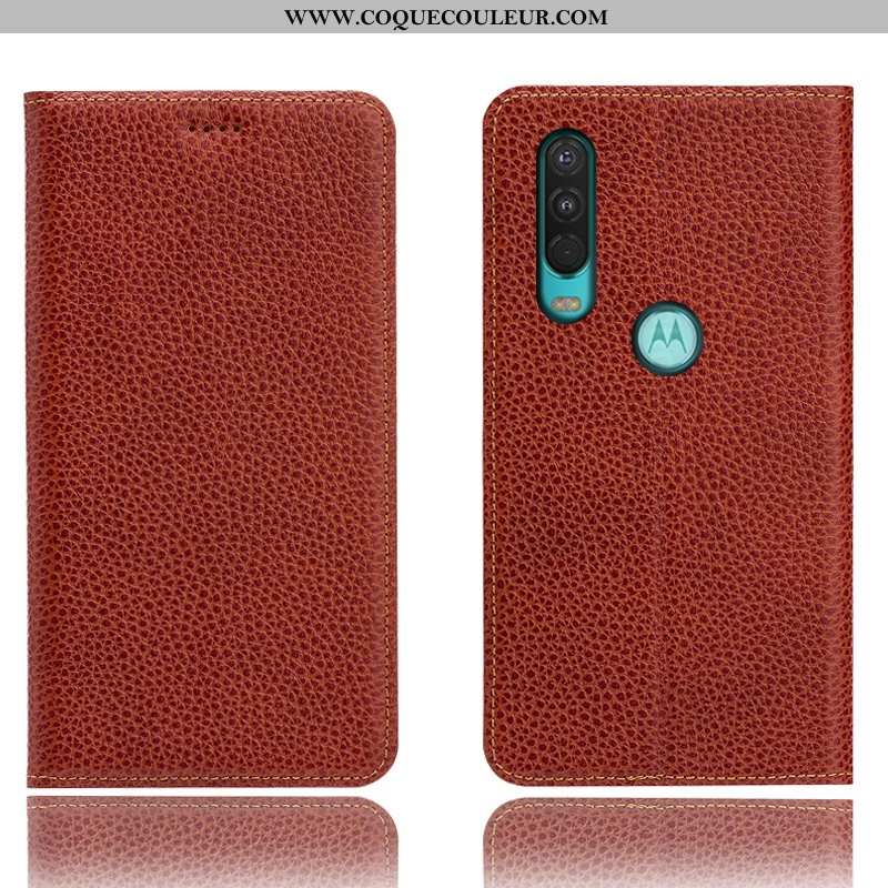 Coque Motorola One Action Protection Étui Incassable, Housse Motorola One Action Cuir Véritable Télé