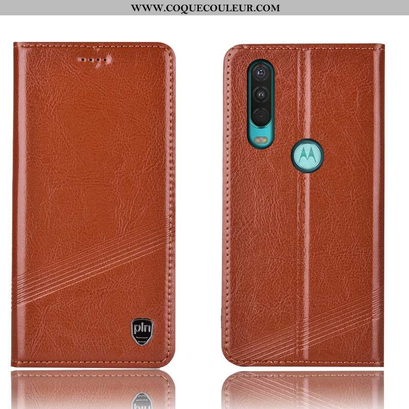 Coque Motorola One Action Cuir Véritable Tout Compris Rouge, Housse Motorola One Action Protection R