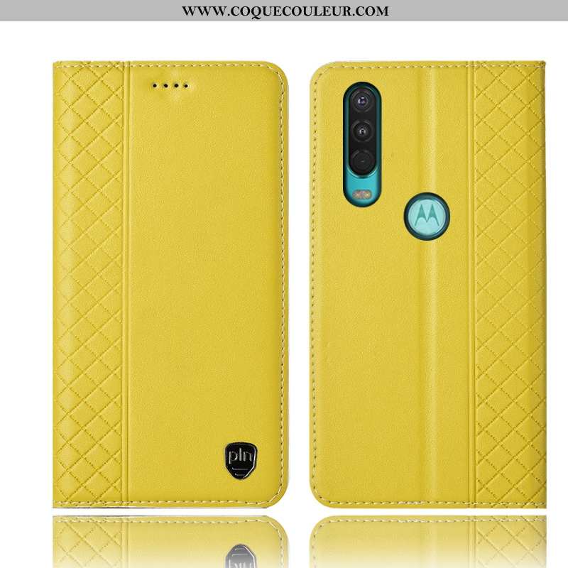 Housse Motorola One Action Cuir Véritable Coque, Étui Motorola One Action Protection Téléphone Porta