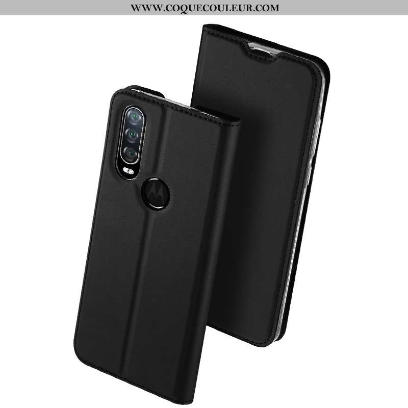 Coque Motorola One Action Protection Noir Business, Housse Motorola One Action Cuir Carte