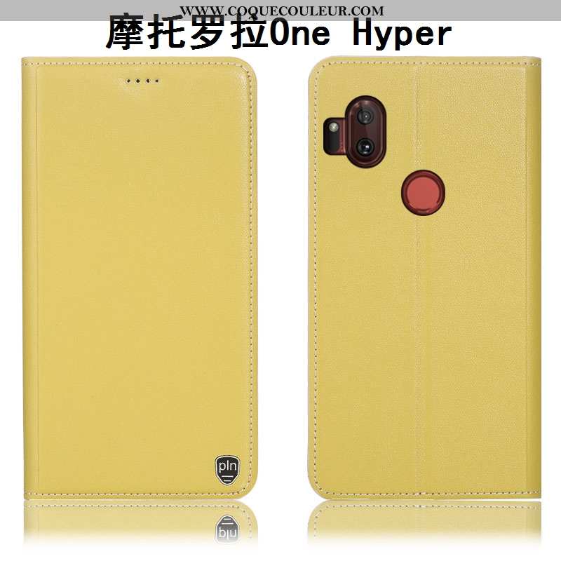 Coque Motorola One Hyper Cuir Véritable Protection Orange, Housse Motorola One Hyper Modèle Fleurie 