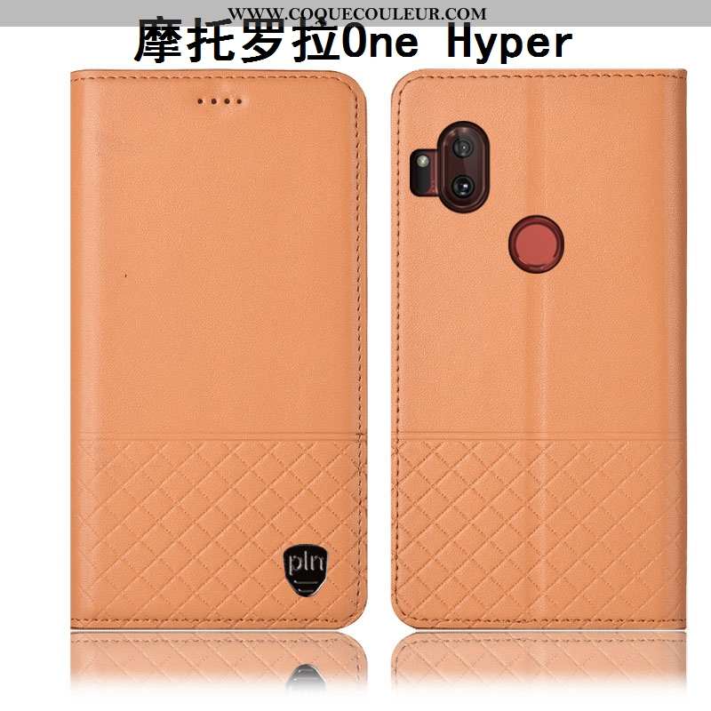 Coque Motorola One Hyper Protection Housse Coque, Motorola One Hyper Cuir Véritable Étui Marron