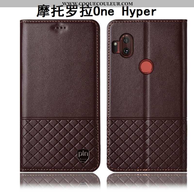 Coque Motorola One Hyper Protection Housse Coque, Motorola One Hyper Cuir Véritable Étui Marron