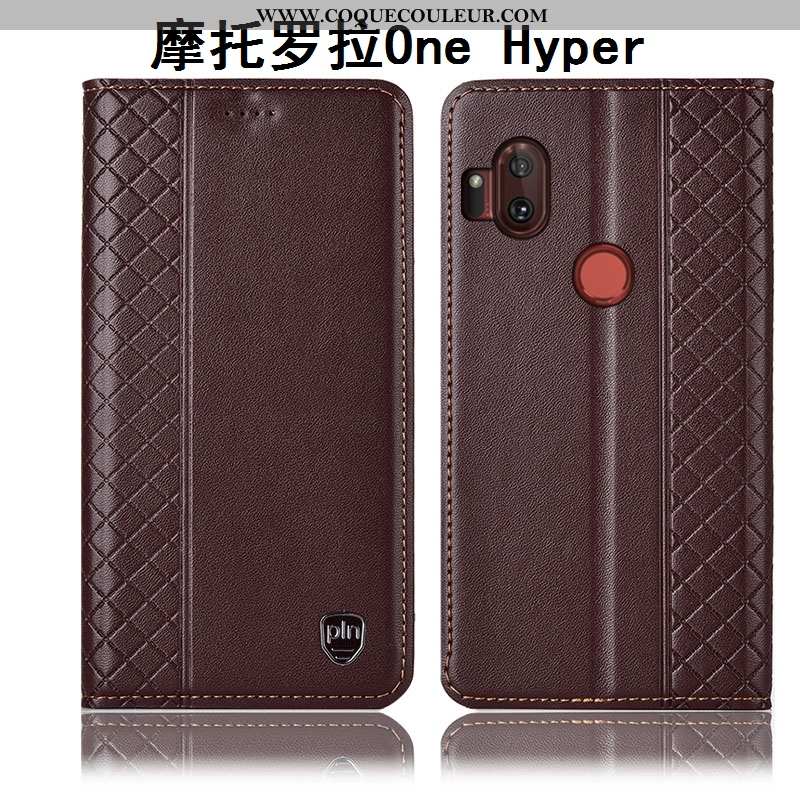 Coque Motorola One Hyper Cuir Véritable Téléphone Portable Étui, Housse Motorola One Hyper Protectio