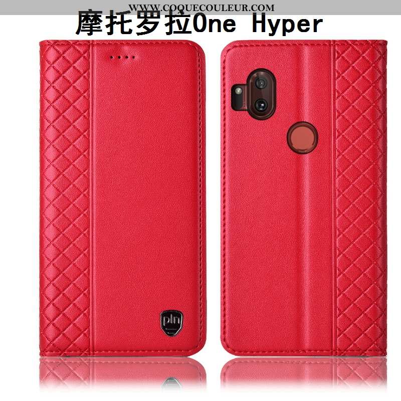 Coque Motorola One Hyper Cuir Véritable Téléphone Portable Étui, Housse Motorola One Hyper Protectio