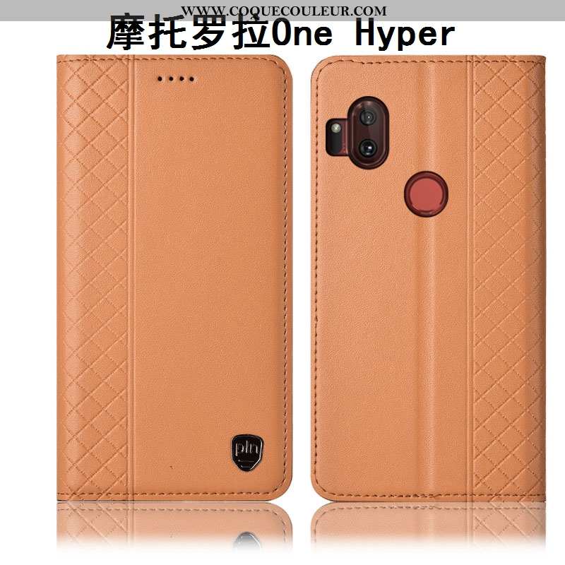 Coque Motorola One Hyper Cuir Véritable Téléphone Portable Étui, Housse Motorola One Hyper Protectio