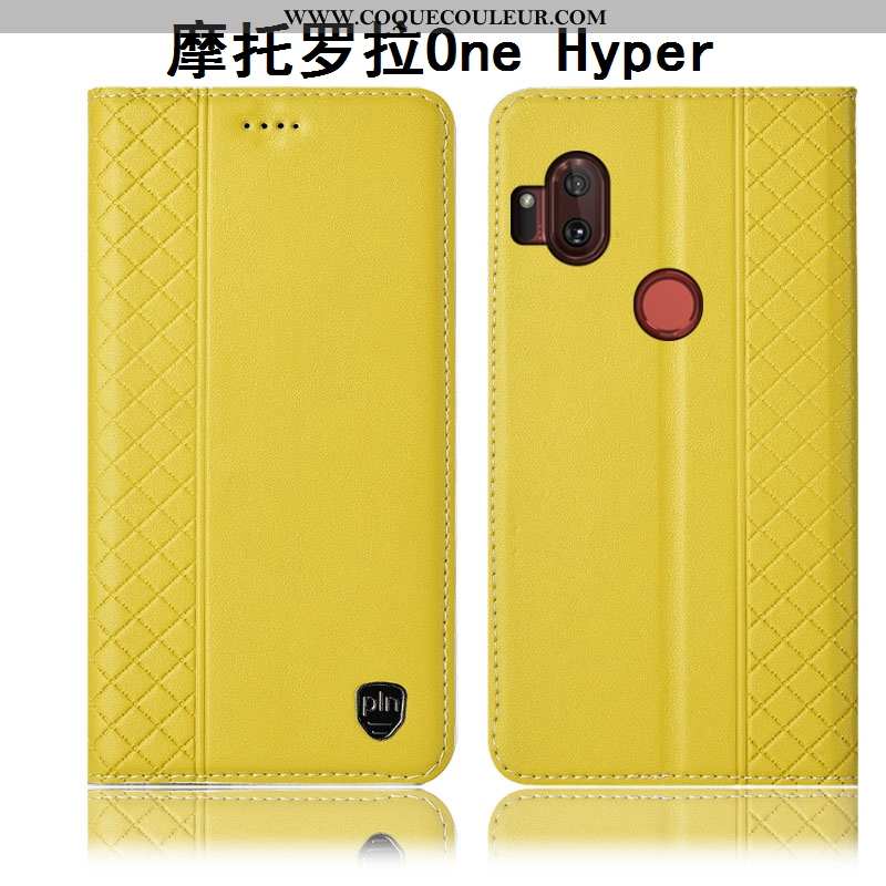 Coque Motorola One Hyper Cuir Véritable Téléphone Portable Étui, Housse Motorola One Hyper Protectio