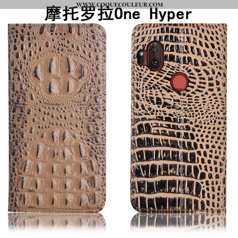 Coque Motorola One Hyper Protection Crocodile Téléphone Portable, Housse Motorola One Hyper Cuir Vér