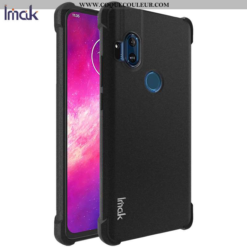 Étui Motorola One Hyper Fluide Doux Noir Incassable, Coque Motorola One Hyper Protection Téléphone P