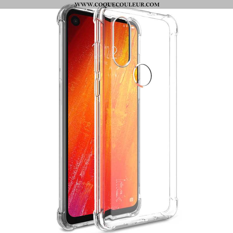 Housse Motorola One Vision Fluide Doux Étui Transparent, Motorola One Vision Protection Noir