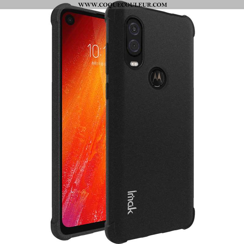 Housse Motorola One Vision Fluide Doux Étui Transparent, Motorola One Vision Protection Noir