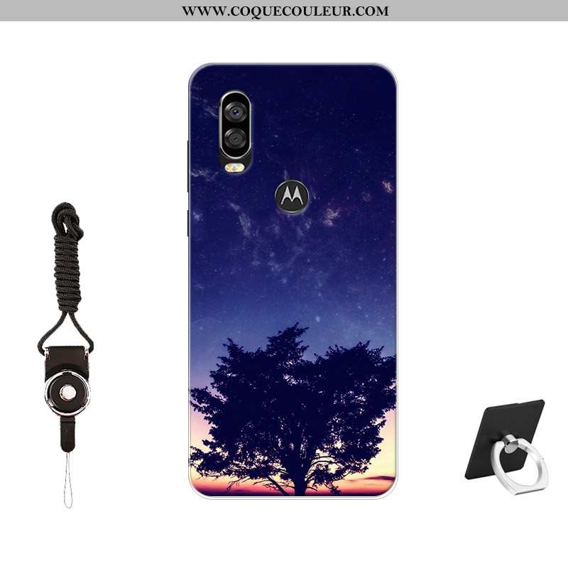 Étui Motorola One Vision Fluide Doux Coque Tendance, Motorola One Vision Silicone Tempérer Noir