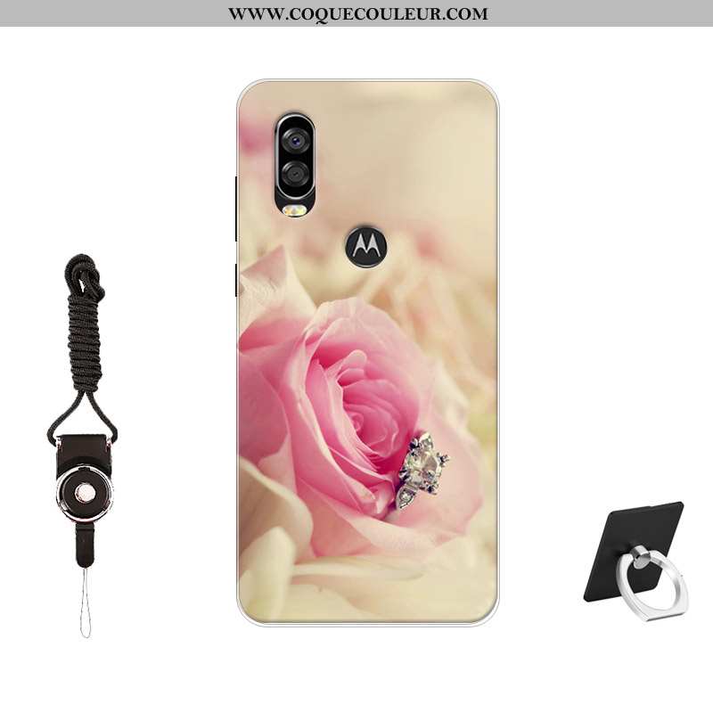 Étui Motorola One Vision Fluide Doux Coque Tendance, Motorola One Vision Silicone Tempérer Noir