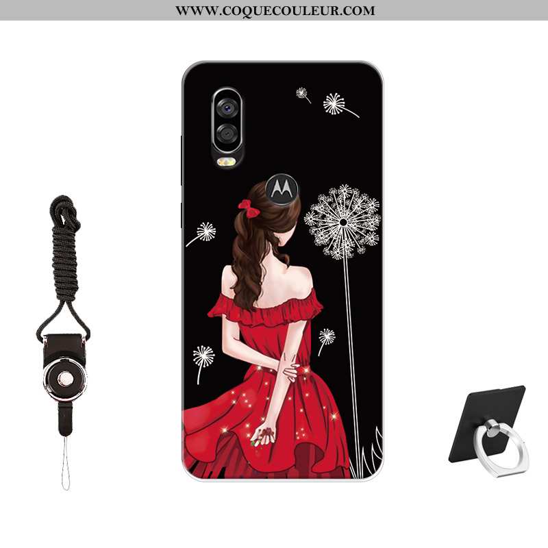 Étui Motorola One Vision Fluide Doux Coque Tendance, Motorola One Vision Silicone Tempérer Noir