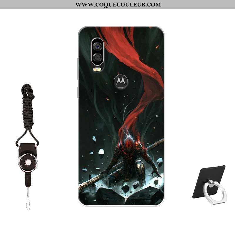 Étui Motorola One Vision Fluide Doux Coque Tendance, Motorola One Vision Silicone Tempérer Noir