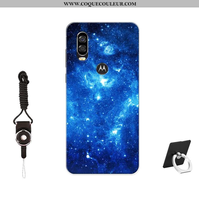 Étui Motorola One Vision Fluide Doux Coque Tendance, Motorola One Vision Silicone Tempérer Noir