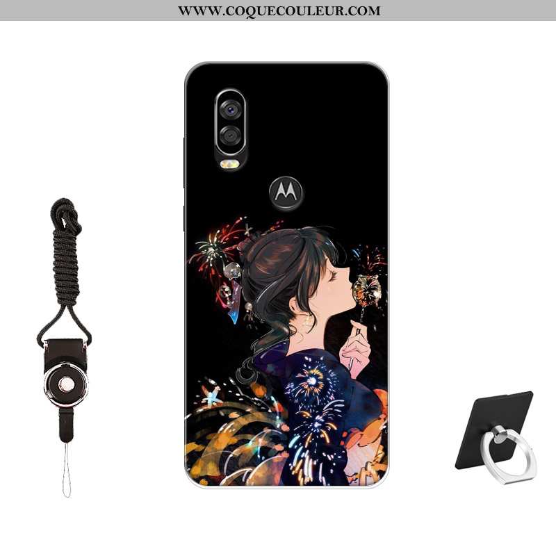 Étui Motorola One Vision Fluide Doux Coque Tendance, Motorola One Vision Silicone Tempérer Noir