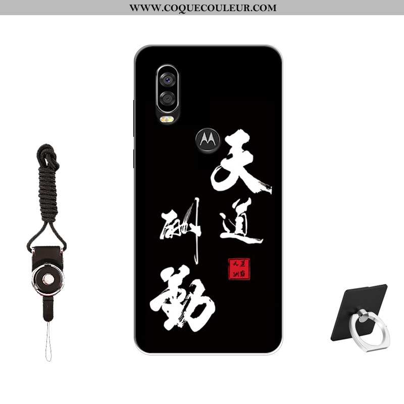 Étui Motorola One Vision Fluide Doux Coque Tendance, Motorola One Vision Silicone Tempérer Noir