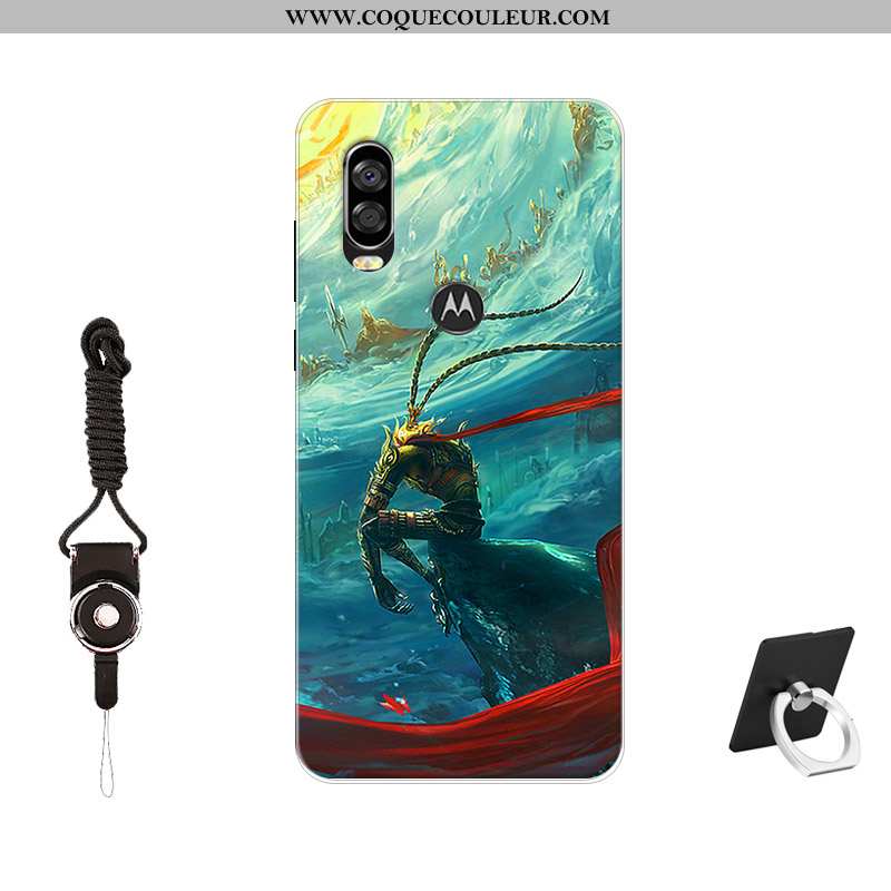 Étui Motorola One Vision Fluide Doux Coque Tendance, Motorola One Vision Silicone Tempérer Noir