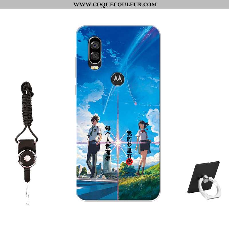 Étui Motorola One Vision Fluide Doux Coque Tendance, Motorola One Vision Silicone Tempérer Noir