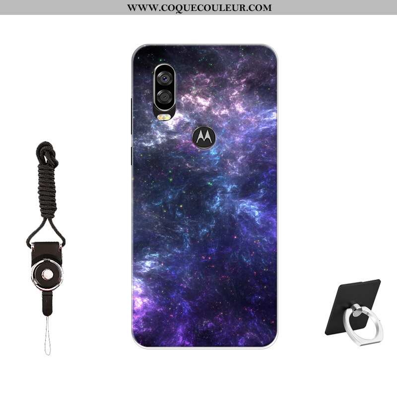 Étui Motorola One Vision Fluide Doux Coque Tendance, Motorola One Vision Silicone Tempérer Noir