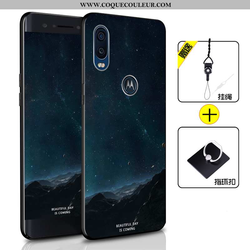 Coque Motorola One Vision Protection Incassable Bleu, Housse Motorola One Vision Fluide Doux Bleu