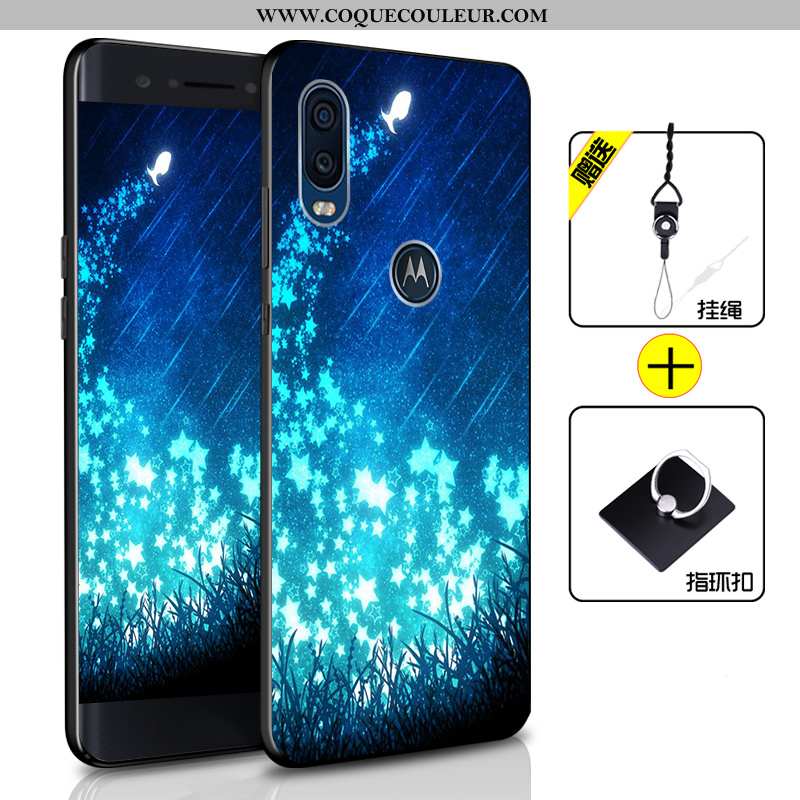 Coque Motorola One Vision Protection Incassable Bleu, Housse Motorola One Vision Fluide Doux Bleu