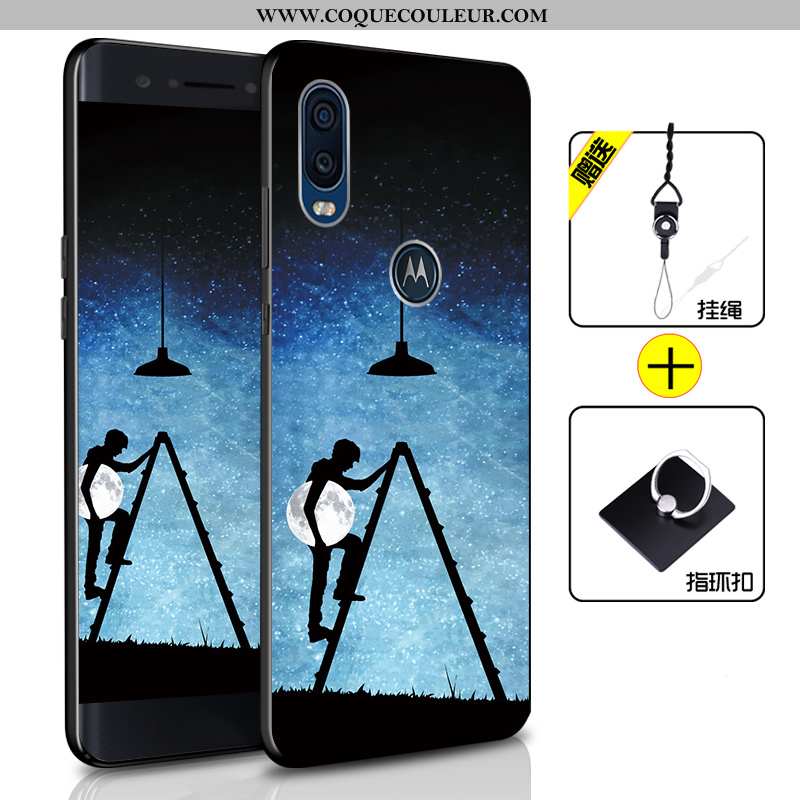 Coque Motorola One Vision Protection Incassable Bleu, Housse Motorola One Vision Fluide Doux Bleu