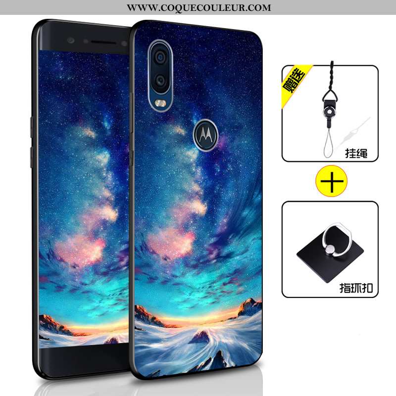 Coque Motorola One Vision Protection Incassable Bleu, Housse Motorola One Vision Fluide Doux Bleu