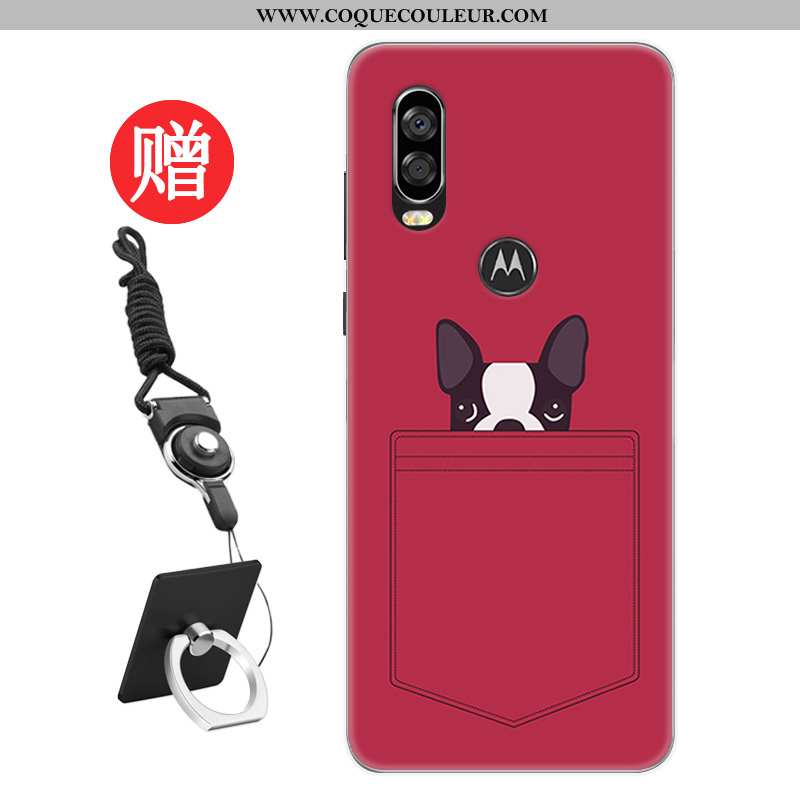 Housse Motorola One Vision Protection Coque Étui, Étui Motorola One Vision Personnalité Rat Rouge