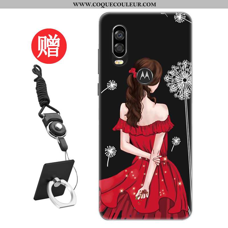 Housse Motorola One Vision Protection Coque Étui, Étui Motorola One Vision Personnalité Rat Rouge