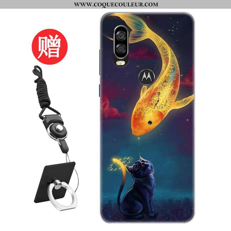 Housse Motorola One Vision Protection Coque Étui, Étui Motorola One Vision Personnalité Rat Rouge