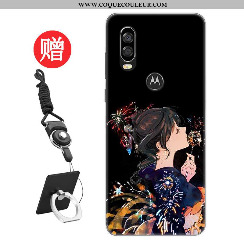 Housse Motorola One Vision Protection Coque Étui, Étui Motorola One Vision Personnalité Rat Rouge