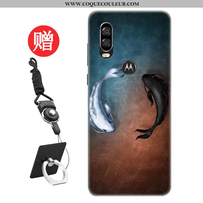 Housse Motorola One Vision Protection Coque Étui, Étui Motorola One Vision Personnalité Rat Rouge