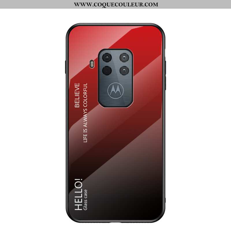 Coque Motorola One Zoom Protection Téléphone Portable, Housse Motorola One Zoom Verre Rouge