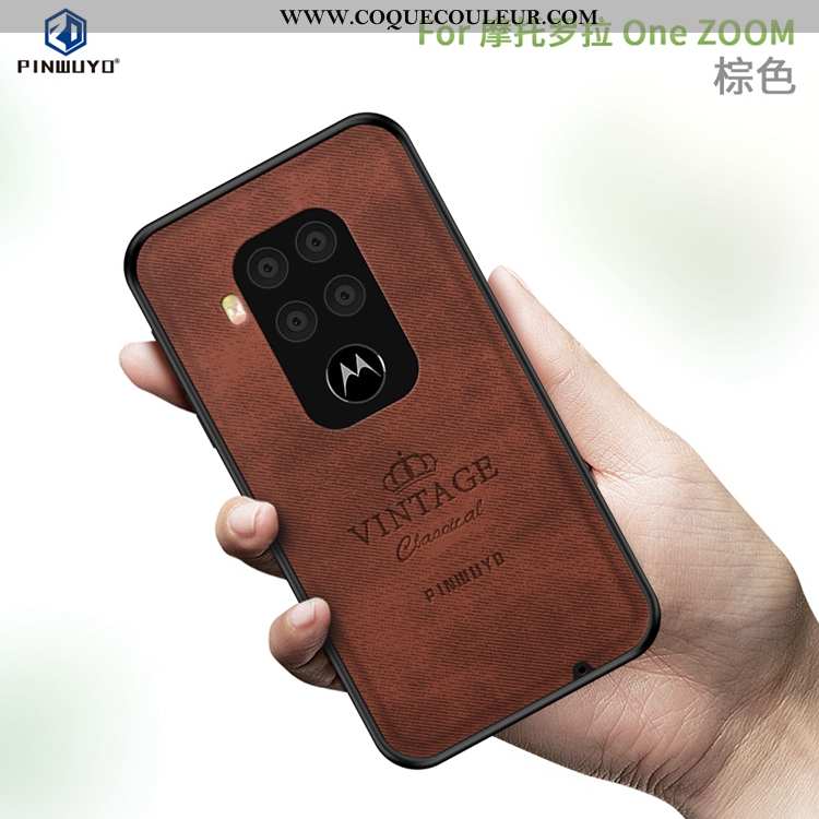 Coque Motorola One Zoom Ultra Noir Luxe, Housse Motorola One Zoom Légère Délavé En Daim