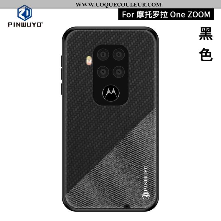 Housse Motorola One Zoom Ultra Bleu Marin Coque, Étui Motorola One Zoom Légère Toile Bleu Foncé