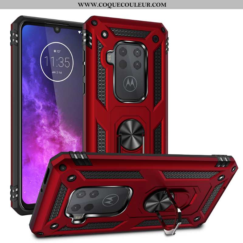Coque Motorola One Zoom Support Difficile Magnétisme, Housse Motorola One Zoom Rouge